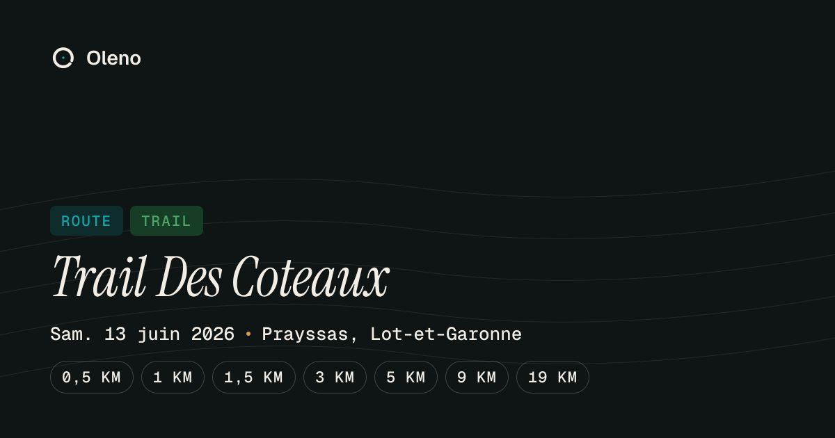 Trail Des Coteaux 2026 - Prayssas, Lot-et-Garonne | Oleno